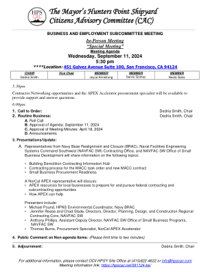 市长 Hunters Point 造船厂公民咨询委员会 (CAC)